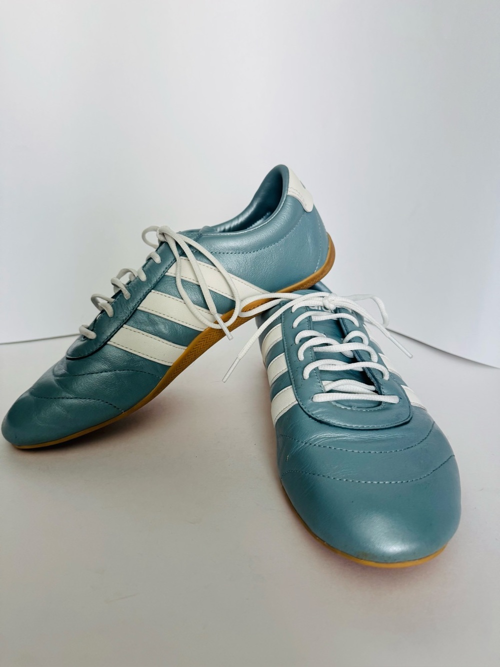 EUC Adidas Grand Court Lo Low Profile Retro Leather Sneakers Metallic Blue US11